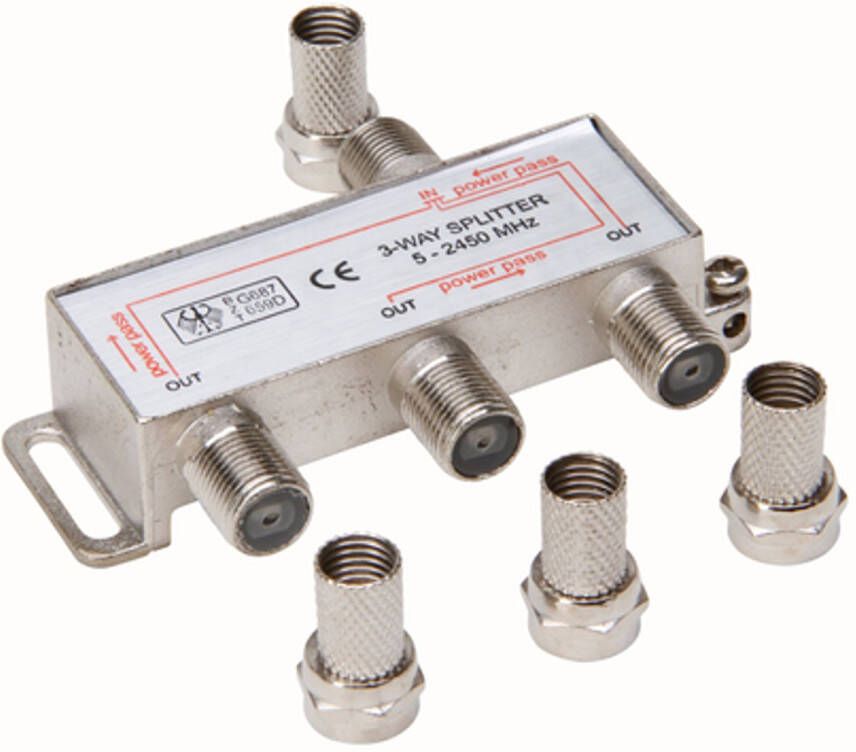 Kopp Coax F-connector Verdeler 1-in-3-uit 65mm