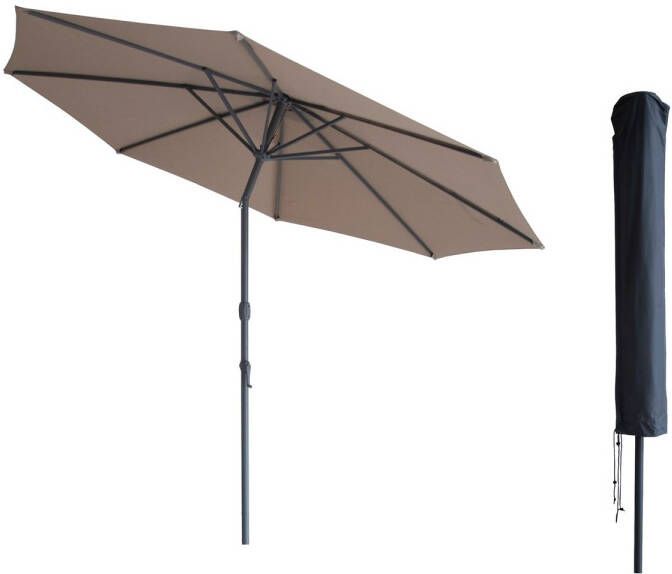 Kopu Valencia Parasol Rond 300 Cm Met Beschermhoes Taupe