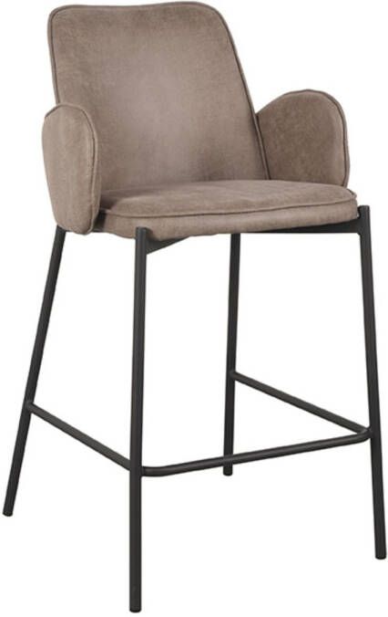 LABEL51 Barkruk Joni Taupe Micro Suede Zithoogte 65 Cm