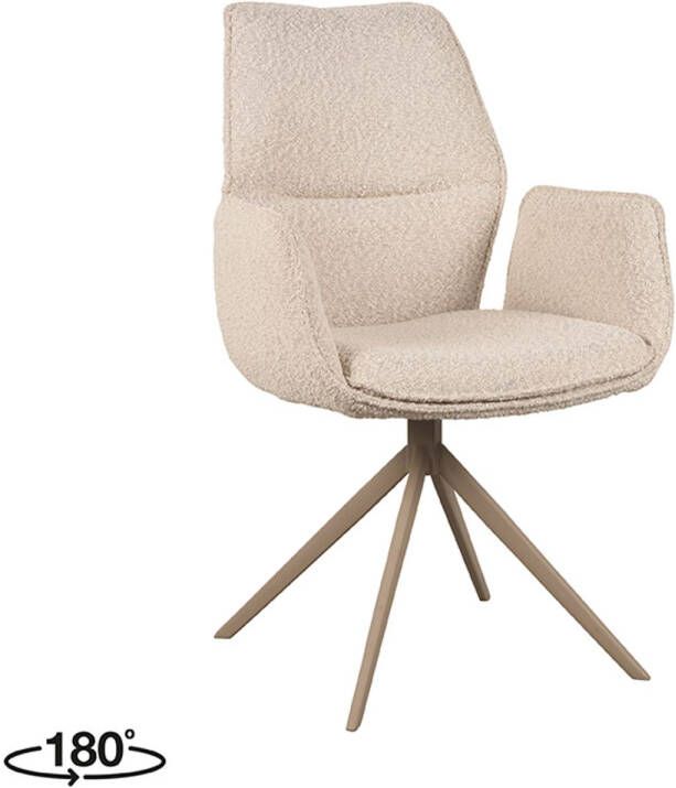 LABEL51 | Eetkamerstoel Mellow Naturel Boucle | Zitmeubels eetkamer | Armstoel - Foto 4