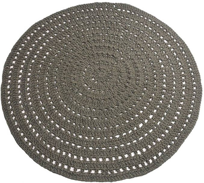Label51 Vloerkleed gebreid rond 150 cm katoen legergroen