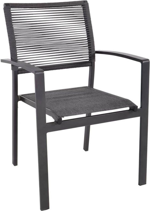 Lesli Living Vito dining tuinstoel | touw + textileen | stapelbaar | antraciet
