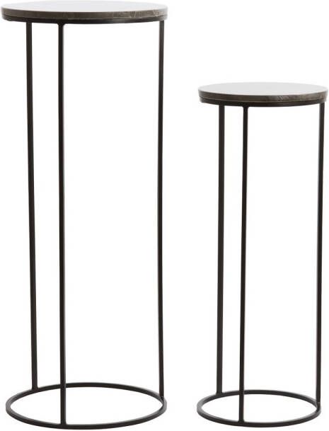 Light & Living Zuil Laica Marmer Set van 2 stuks Bruin