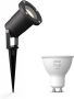 Philips Hue Philips Puled Grondspot Prikspot 1 Lichtpunt Tuinverlichting LED Buiten Buitenlamp Incl. White GU10 Zwart - Thumbnail 2