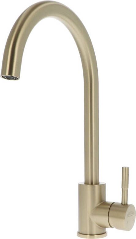 Luzzo Iseo Keukenkraan Brushed Brass Rvs Mengkraan Keuken Goud