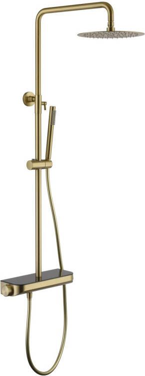 Luzzo Varese Brushed Brass Regendouche Thermostaat Met Planchet