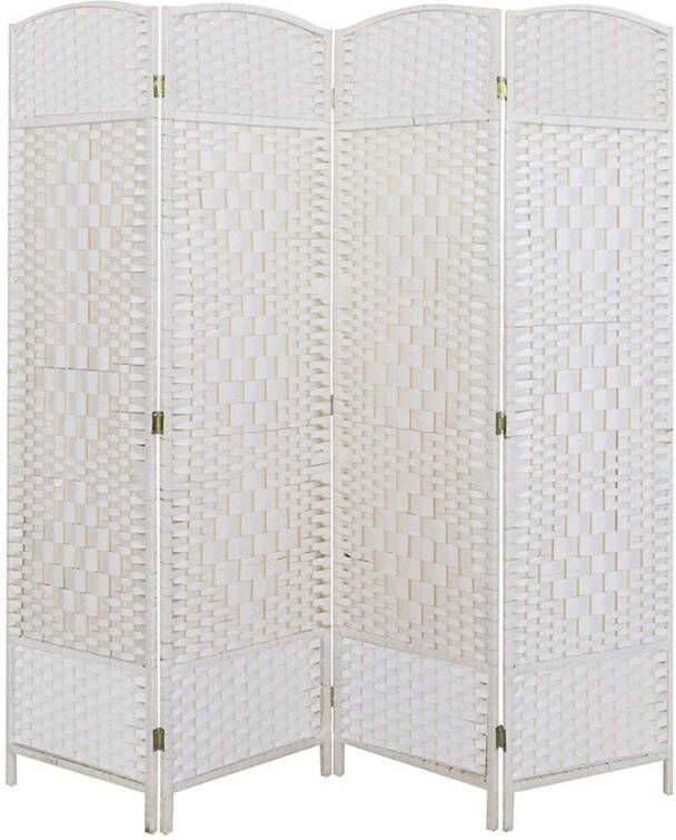 LW Collection Kamerscherm 4 Panelen Rotan Wit 170x160cm