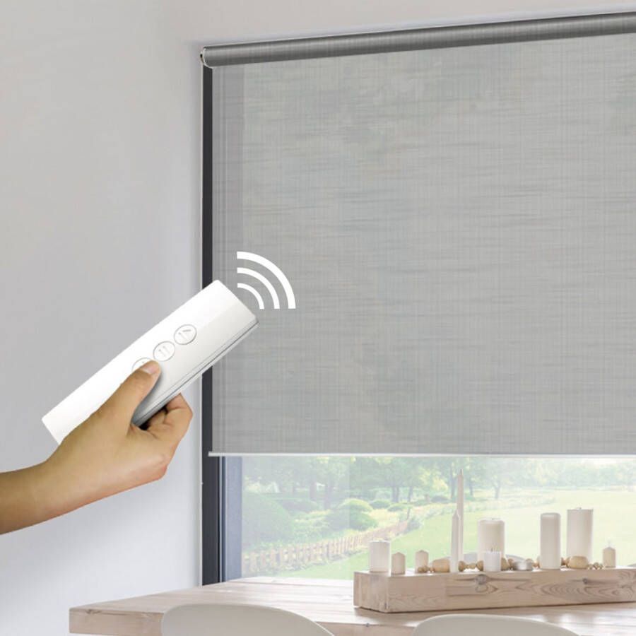 Madeco Grey Gemotoriseerd Lichtdoorlatend Rolgordijn E-roll Grijs 180x250cm