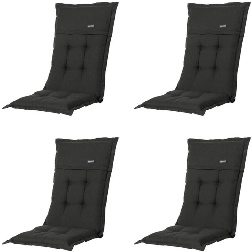 Madison Tuinkussens Hoge Rug Rib Black 123x50 Zwart 4 Stuks