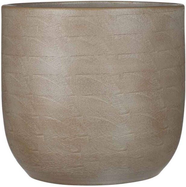 Mica Decorations nora ronde bloempot taupe maat in cm: 24 x 25 TAUPE