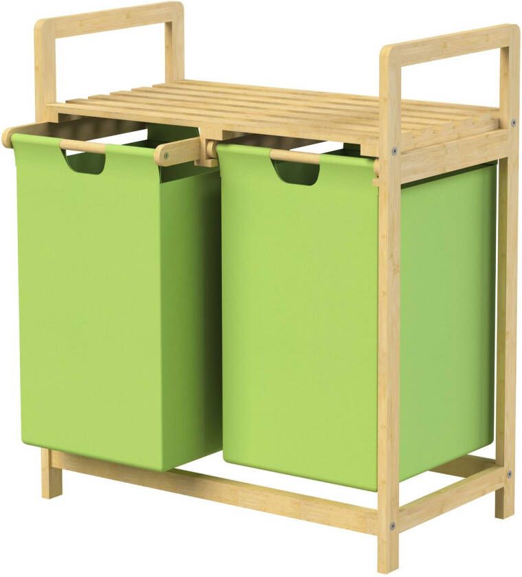 ML-Design Wasmand Van Bamboe Olijf Wasbox Met 2 Compartimenten