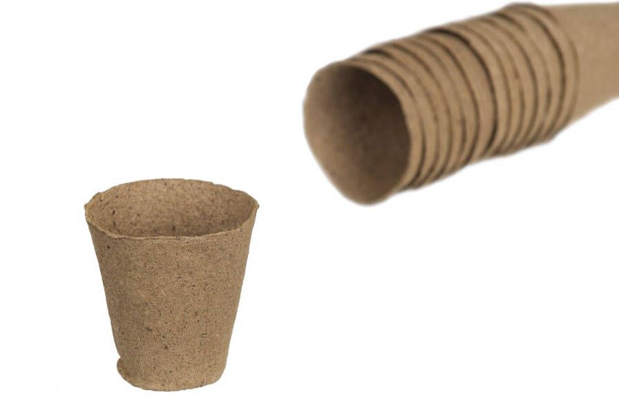 Nature 18x stuks biologisch afbreekbare stekpotjes kweekpot 6 x 6 x 6 cm moestuin turfpotjes - Foto 3