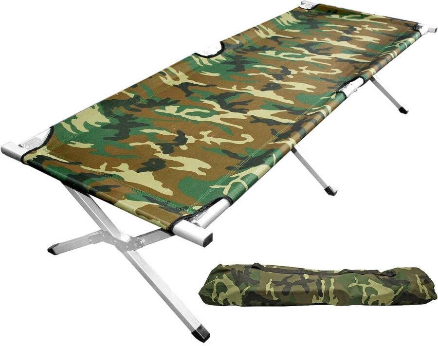 NordFalk Veldbed Xl 190 X 64 Cm Campingbed Stretcher Kampeerbed Aluminium Camouflage