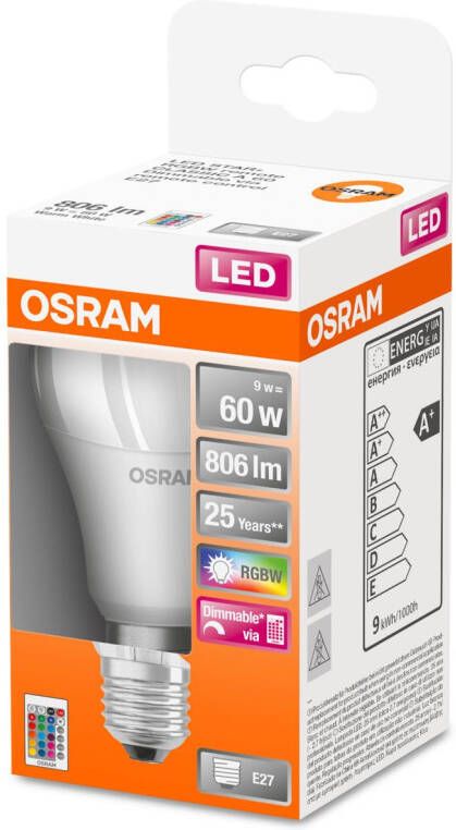 Osram 4058075430754 LED-lamp Energielabel G (A G) E27 Peer 9.7 W RGBW 1 stuk(s)