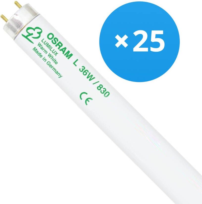 Osram Voordeelpak 25x T8 Lumilux 36w 830 Warm Wit | 120cm