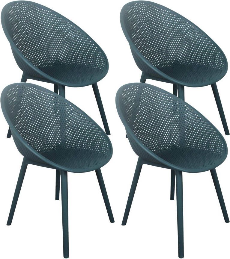 Oviala Buda Set Van 4 Blauwgroen Kunststof Terrasstoelen