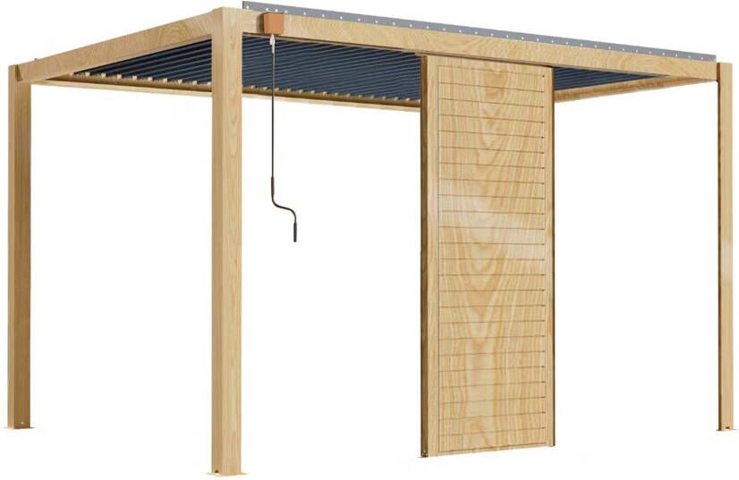 Oviala Corato Zelfdragende Bioklimatische Pergola 3x4m In Hout Met 1 Scherm