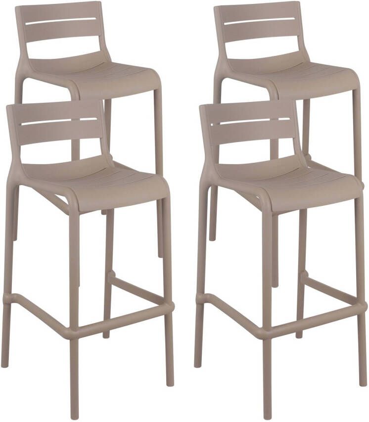 Oviala Paname Set Van 4 Beige Kunststof Hoge Terrasstoelen