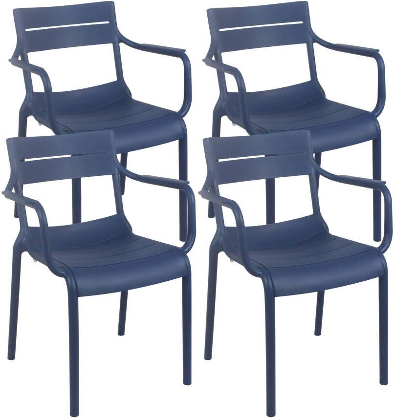 Oviala Paname Set Van 4 Pacific Blue Kunststof Terrasfauteuils