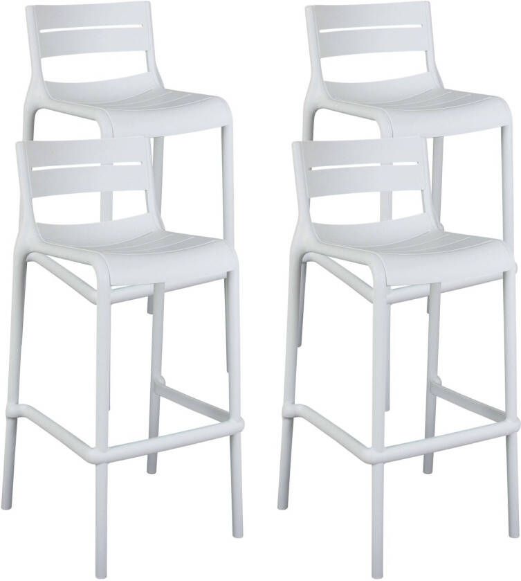 Oviala Paname Set Van 4 Witte Kunststof Hoge Terrasstoelen