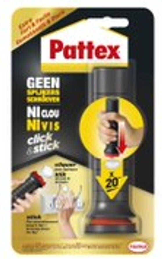 Pattex montagelijm Geen spijkers Geen schroeven Click & Stick 6x30g lijm hout gips beton glas steen polystyreen keramiek