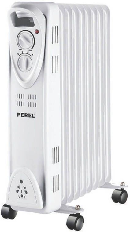 Perel 2000w Olieradiator Met 9 Ribben 3 Warmtestanden Instelbare Thermostaat 24 X 40.5 X 59.5 Cm