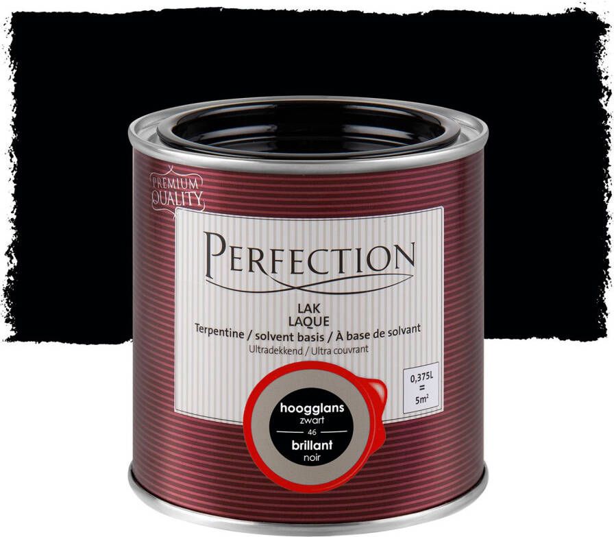 Perfection Lak Ultradekkend Hoogglans Terpentine Zwart 375ml