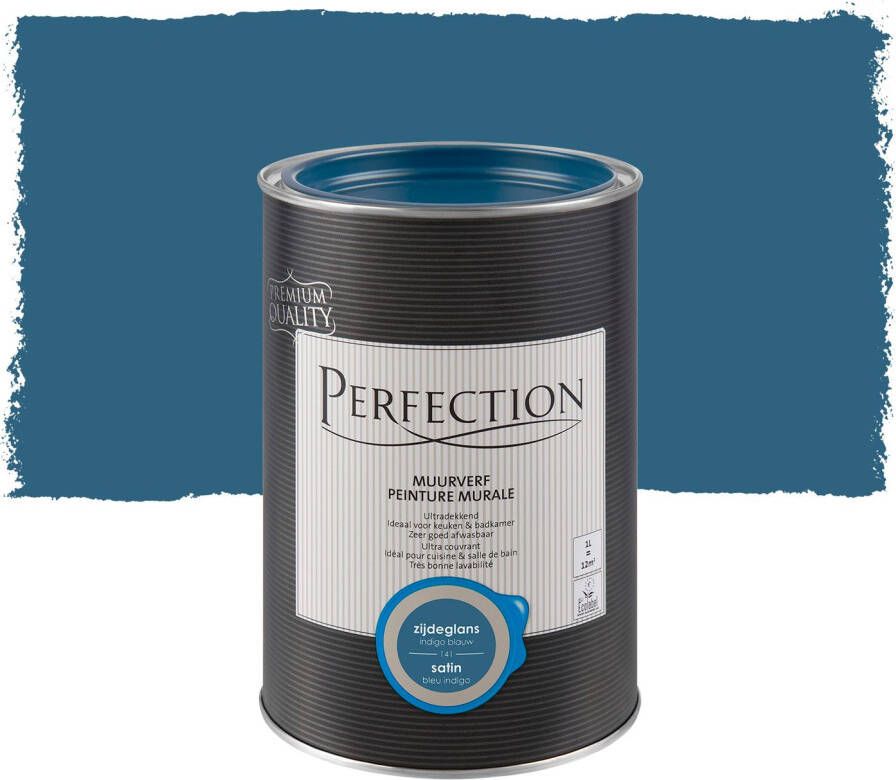 Perfection Muurverf Ultradekkend Zijdeglans 1L 12 m² Indigo Blauw