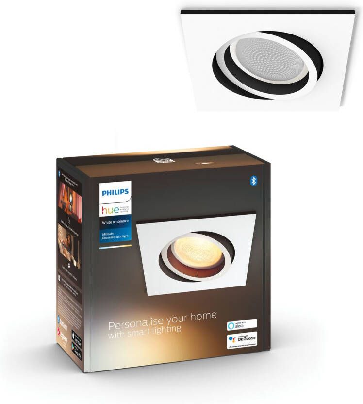 Philips Hue Milliskin recessed Inbouwspot uitbreiding White Ambiance GU10 Wit 5W Vierkant Bluetooth - Foto 3