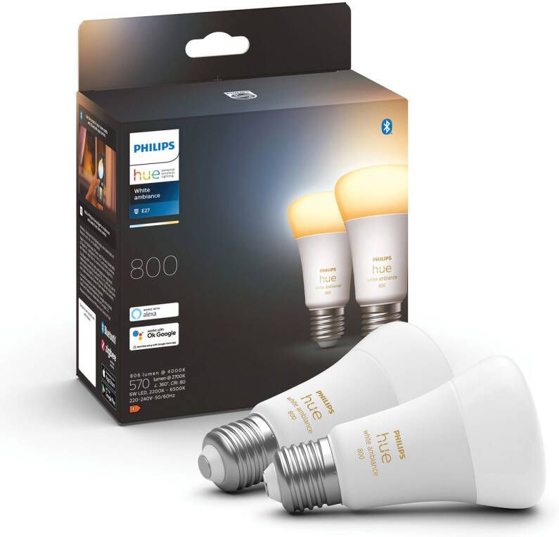 Philips Hue Ledlamp Dim To Warm E27 9w 2 Stuks