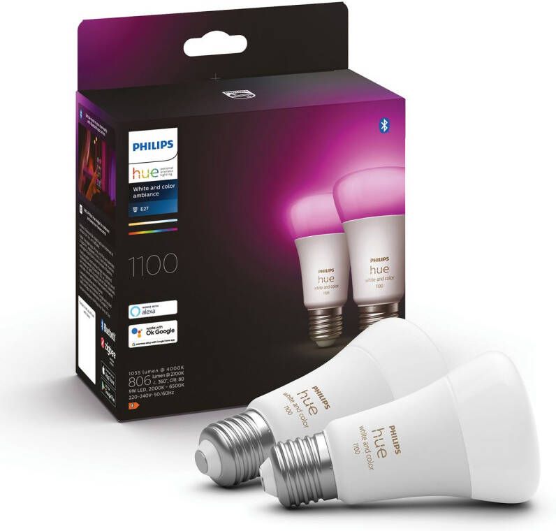 Philips Hue Standaardlamp A60 E27 2-pack wit en gekleurd licht - Foto 2