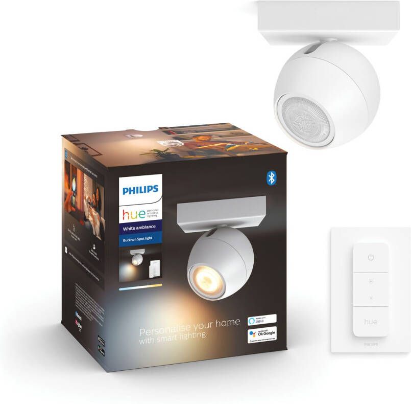 Philips Hue Opbouwspot Buckram Wit Gu10 5w Met Dimmer Switch