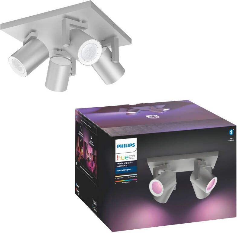 Philips Hue Opbouwspot Argenta Aluminium 4x5 7w