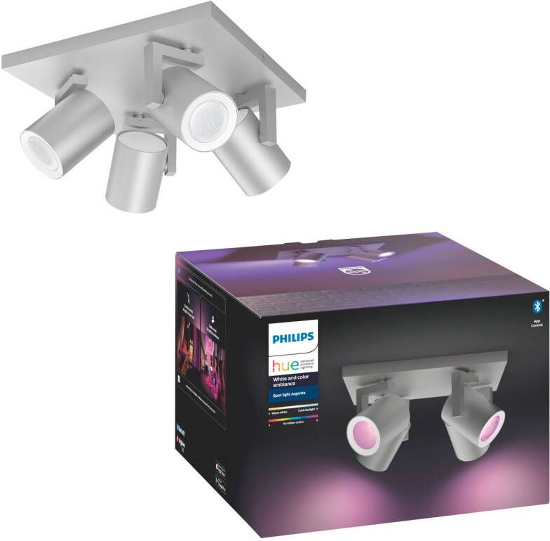 Philips Hue Argenta Opbouwspot White and Color Ambiance GU10 4 x 5 7W Aluminium Bluetooth - Foto 3