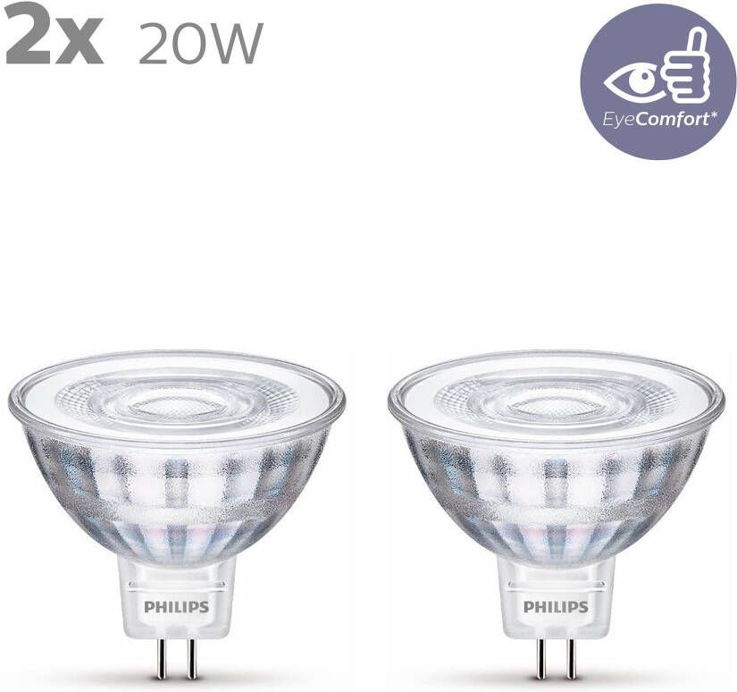 Philips Led Spot 20 W Gu5.3 Warmwit Licht 2 Stuks Energiebesparend