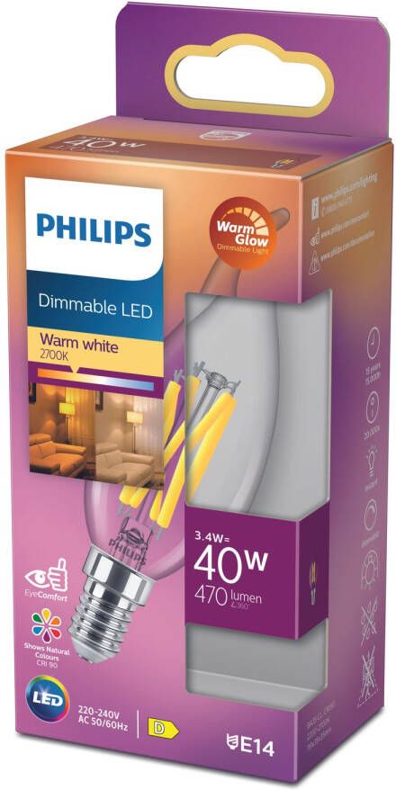 Philips Led Classic 40w Ba35 E14 Cl Wgd90 Srt4 Verlichting