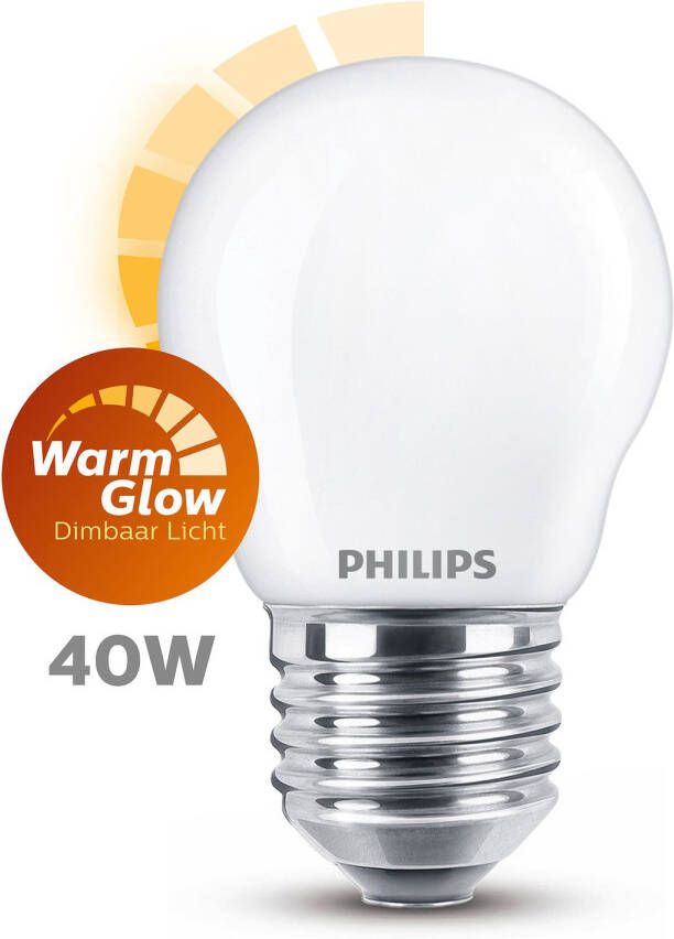 Philips ledlamp E27 40W 470Lm kogel mat dimbaar
