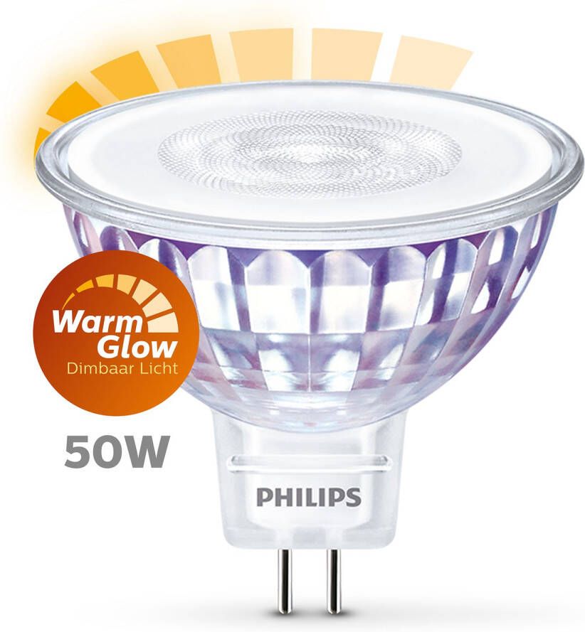 Philips LED Spot 50W GU5.3 Dimbaar Warm Wit Licht