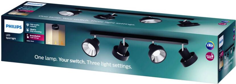 Philips Ledspot Bukko Sceneswitch Zwart 4x4w