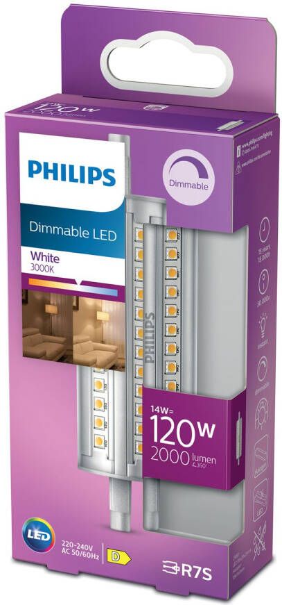Philips LED staaflamp dimbaar R7S 14W 2000lm 3000K 230V 118mm