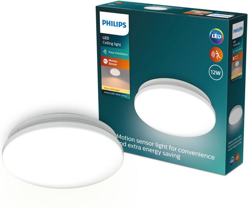 Philips Plafondlamp Acuna Warm Wit ⌀24 5cm 12w Met Sensor