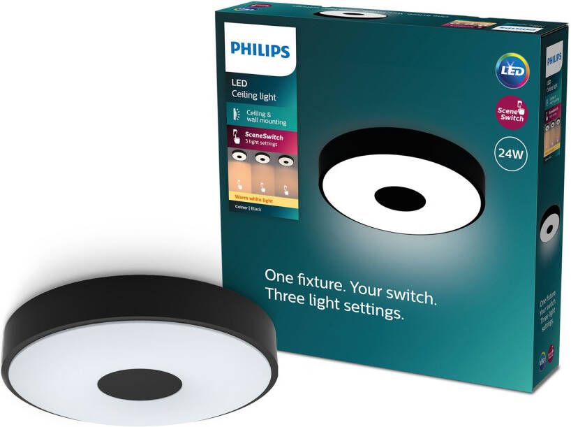 Philips Plafondlamp Coiner Zwart ⌀38cm 24w