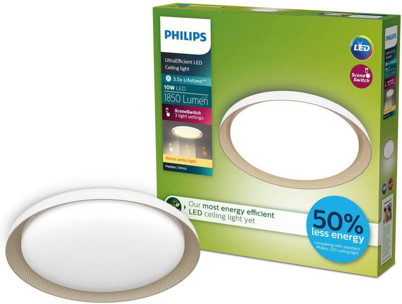 Philips Plafondlamp Pebblo Wit ⌀32cm 10w