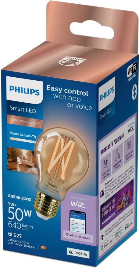 Philips Slimme Ledfilamentlamp A60 Amber E27 7w