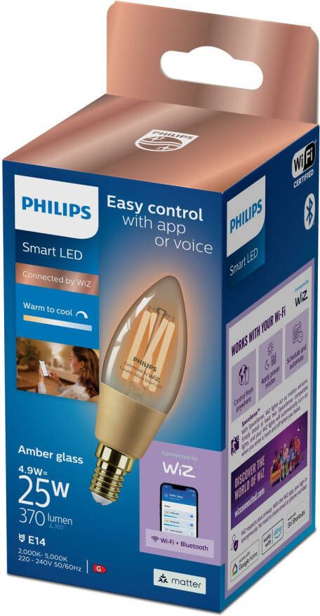 Philips Slimme Ledfilamentlamp C35 Amber E14 4 9w