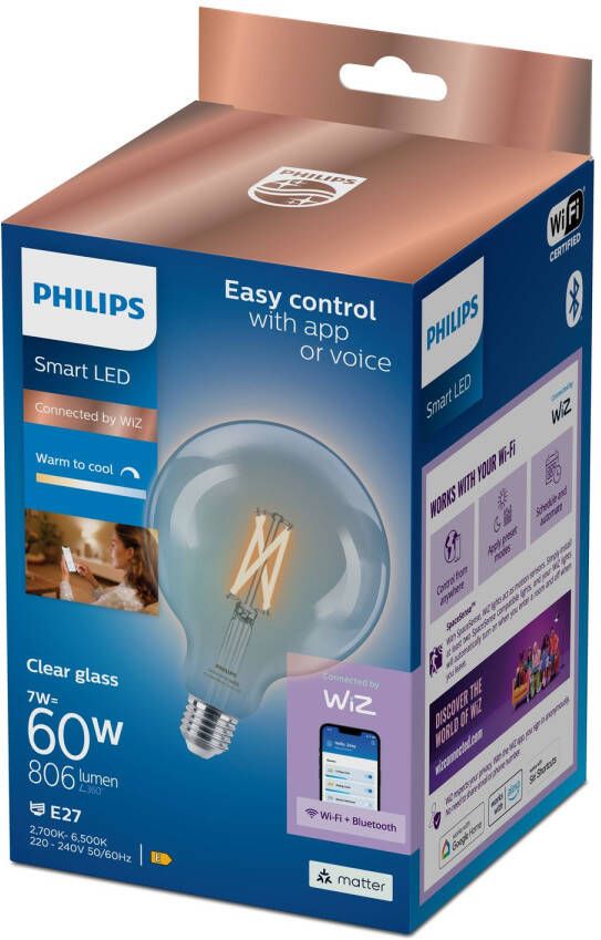 Philips Slimme Ledfilamentlamp G125 E27 7w