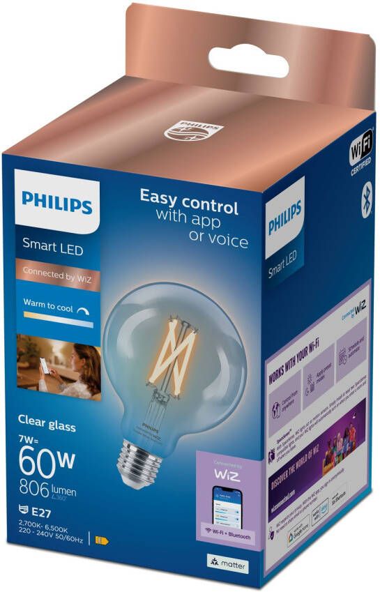 Philips Slimme Ledfilamentlamp G95 E27 7w