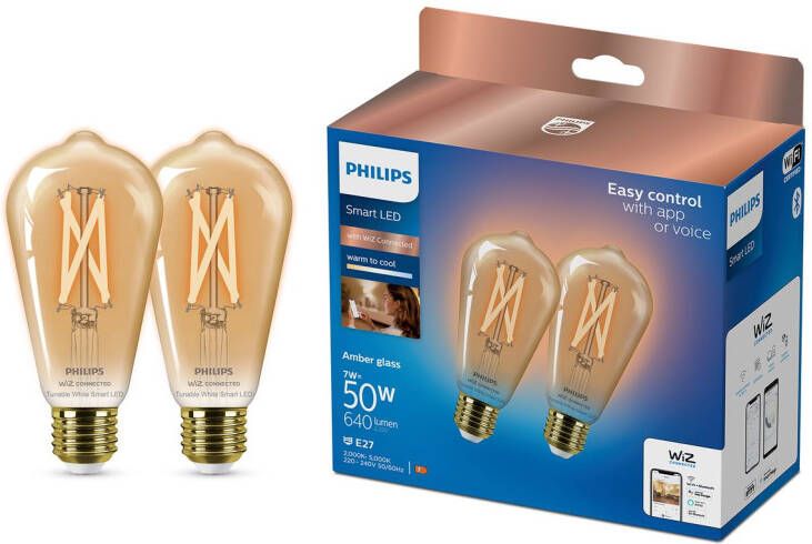 Philips Slimme Ledfilamentlamp St64 Amber E27 7w