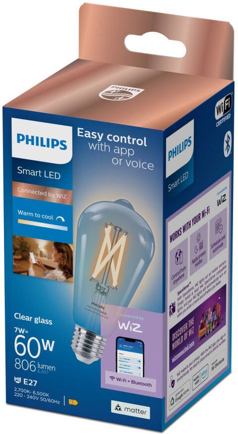 Philips Slimme Ledfilamentlamp St64 E27 7w