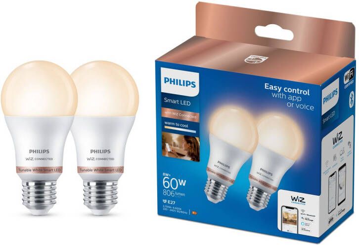 Philips Slimme Ledlamp A60 E27 8w 2 Stuks